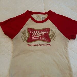 PacSun Red and Cream Graphic Crop Top